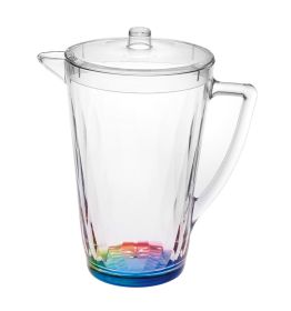 2.5 Quarts Water Pitcher with Lid, Rainbow Design Unbreakable Plastic Pitcher, Drink Pitcher, Juice Pitcher with Spout BPA Free