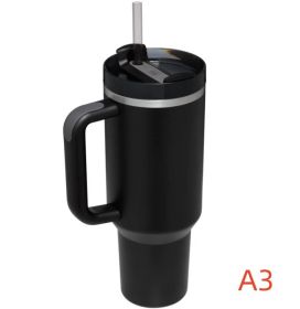 40 oz. With Logo Stainless Steel Thermos Handle Water Glass With Lid And Straw Beer Glass Car Travel Kettle Outdoor Water Bottle (Color: A3, capacity: 1200ml)