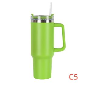 40 oz. With Logo Stainless Steel Thermos Handle Water Glass With Lid And Straw Beer Glass Car Travel Kettle Outdoor Water Bottle (Color: C5, capacity: 1200ml)