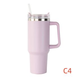 40 oz. With Logo Stainless Steel Thermos Handle Water Glass With Lid And Straw Beer Glass Car Travel Kettle Outdoor Water Bottle (Color: C4, capacity: 1200ml)