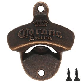 Zinc Alloy Bottle Opener Wall Mounted Vintage Retro Beer Opener Tool Accessories Bronze Color with Screws Bar Decoration Gadgets (Ships From: China, Color: B)