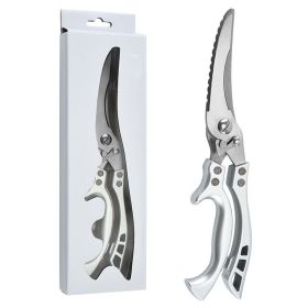 1pc Kitchen Poultry Shears; Kitchen Powerful Chicken Bone Scissors; Multi-purpose Stainless Steel Scissors; Duck Fish Cutter Shears (Color: Silvery 1 Piece)